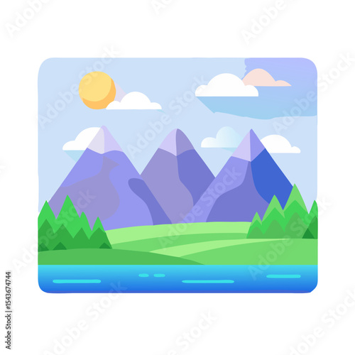 Image landscape with mountains Material SVG Icon
