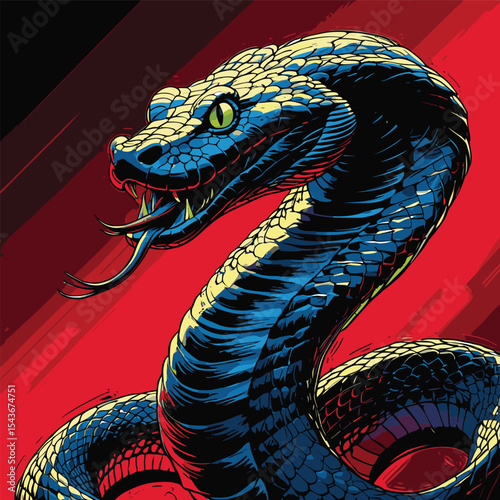 Detailed and realistic vector image of a venomous snake 