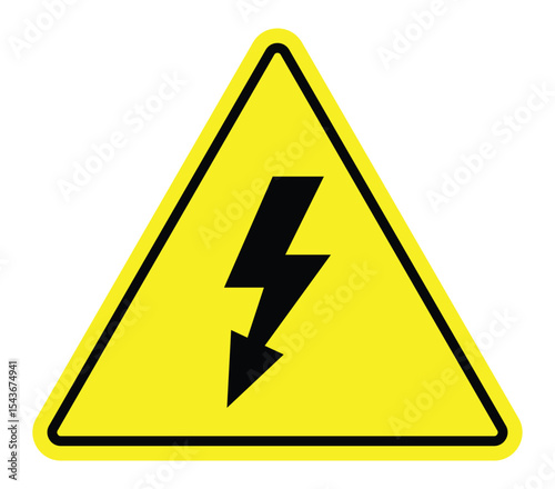 High Voltage Warning and Danger Symbols – Electrical Hazard Icons with Lightning Bolt in Yellow Triangle, vector illustration.