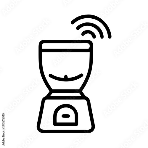 Smart pet feeder icon. Automatic pet food dispenser with wifi connection. Digital pet care device for convenient feeding schedule.  Smart pet feeder illustration perfect for app icon, website design.