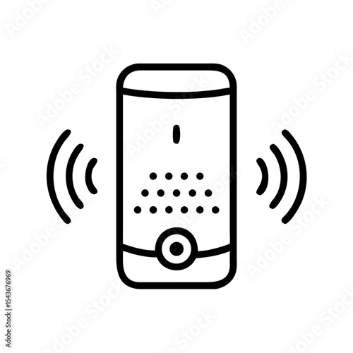 Smart speaker icon design. Modern smart speaker with microphone and sound waves.  This smart speaker graphic is perfect for app interface design or website icon.