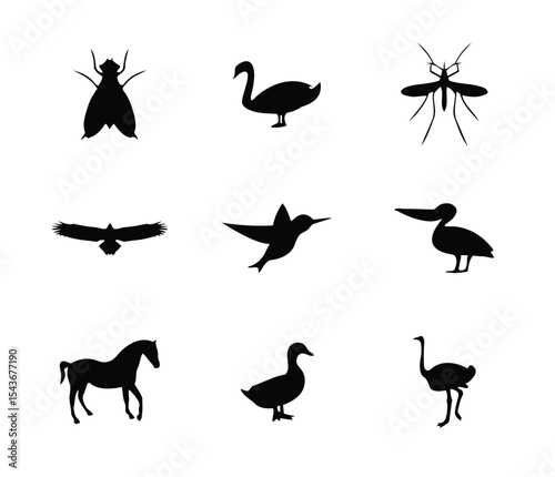 A striking silhouette art gallery featuring diverse animals horse birds and insects showcasing nature s beauty with