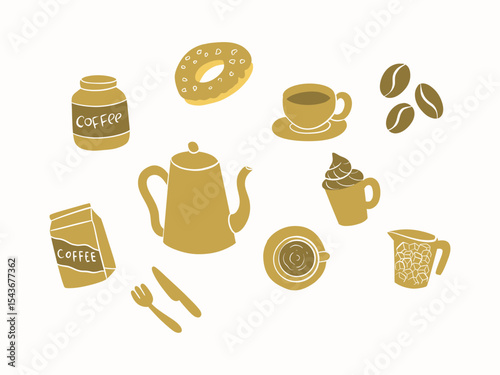 Coffee Doodle Icons Set in Hand Drawn Style