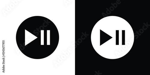 Play pause icon collection. line stroke icon. EPS 10