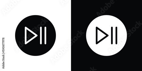 Play pause icon collection. line stroke icon. EPS 10