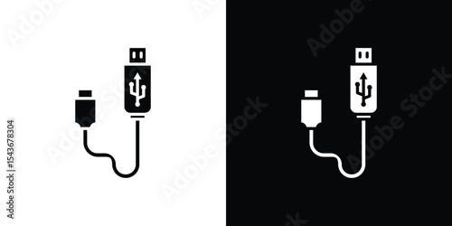 Plug USB cable icon collection. line stroke icon. EPS 10