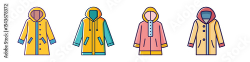 Raincoat Flat Style Outerwear Vector Illustration