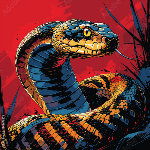 Detailed and realistic vector image of a venomous snake 