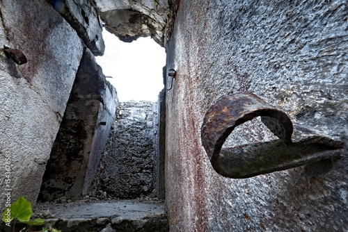 Fort Luserna, Austro-Hungarian historical site of the Great War: central observation post in the battery block. Luserna, Trentino, Italy.