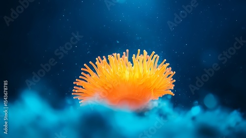 Radiant Sea Anemone Glows in the Depths of the Ocean