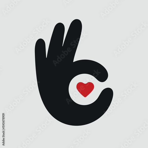 Heart Okay Hand Sign vector
