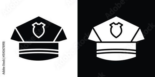 Police officer cap icon collection. line stroke icon. EPS 10