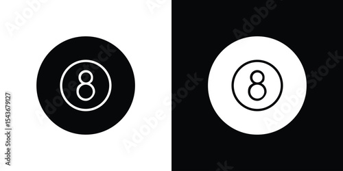 Pool 8 ball icon collection. line stroke icon. EPS 10