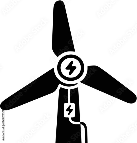 Simple Vector Illustration of Wind Turbine Symbol Representing Renewable Wind Energy Importance