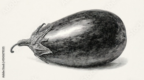 Wallpaper Mural Detailed grayscale drawing of an eggplant Torontodigital.ca