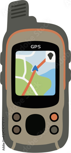 Minimalist Vector Illustration of Pocket GPS Device for Camping and Hiking