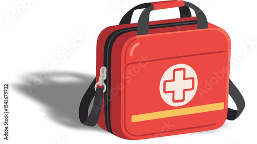 Minimalist Vector Illustration of First Aid Kit for Camping and Hiking