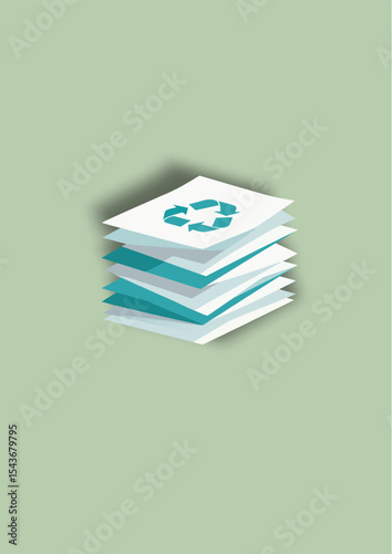 Minimalist Vector Illustration of Stack of Recycled Paper for Environmental Awareness