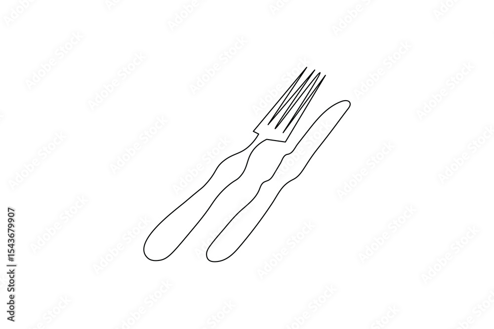 Fork knife and spoon art in one continuous line vector icon
Fork knife and spoon art in one continuous line vector icon