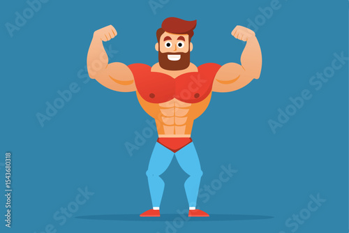 muscular male characters in bodybuilding flexing poses, classic fitness vector pack
