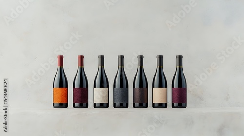 A Colorful Array of Wine Bottles Displayed on a Textured Background