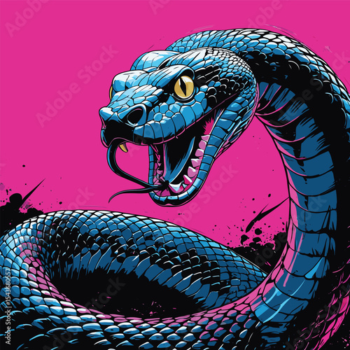 Detailed and realistic vector image of a venomous snake 