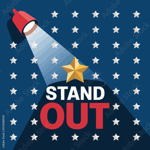Spotlight Success Stand Out Gold Star Achievement Business Motivation Inspiration Leadership Goal Success Strategy Vision Unique Design Graphic Illustration Marketing Advertising Template Background  