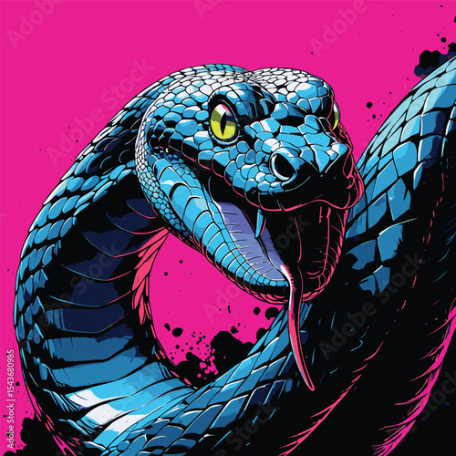 Detailed and realistic vector image of a venomous snake 