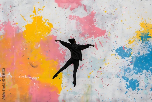Expressive Dance Performance Against a Vibrant Graffiti Background Painting