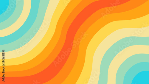 Abstract background featuring curved lines in shades of blue orange and yellow creating a vibrant design