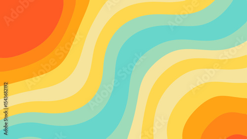 Abstract wavy pattern with orange yellow and blue colors creating a vibrant and flowing design element art