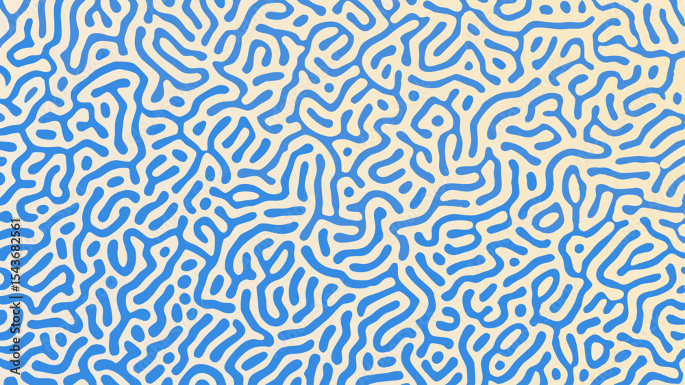 Fototapeta premium Abstract background featuring a blue and white turing pattern with organic shapes and fluid lines design