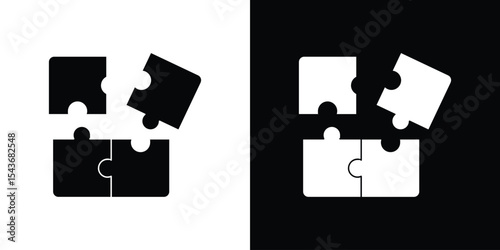 Puzzle pieces icon collection. line stroke icon. EPS 10
