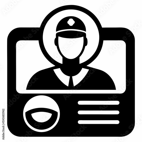 Police officer identification card icon isolated on white background