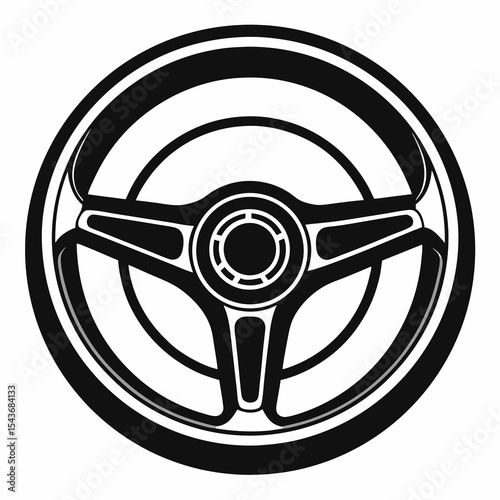 Classic car steering wheel illustration isolated on white background