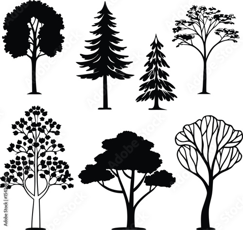 Collection of Tree Silhouettes for Landscape Design