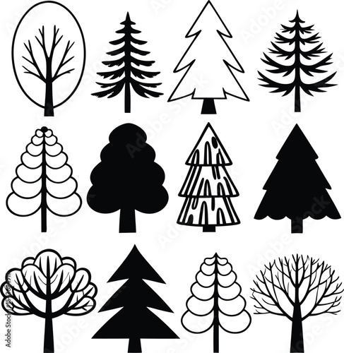 Collection of Tree Silhouettes for Landscape Design