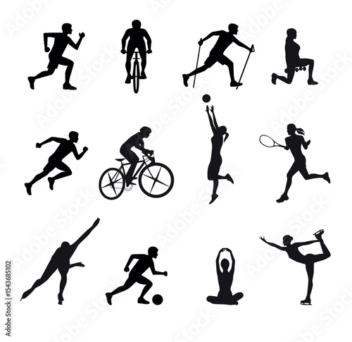 Set of  of people silhouettes in different kinds of sport