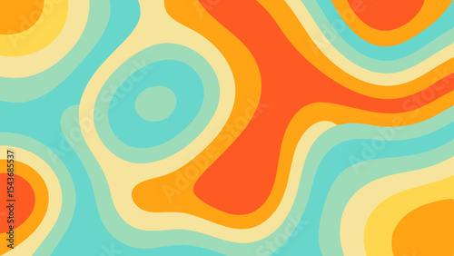 Abstract background with layered shapes in shades of orange yellow and blue creating a wavy pattern