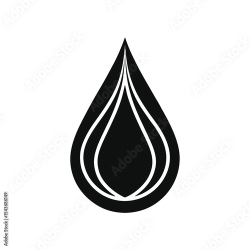 Abstract Water Drop Black and White Icon