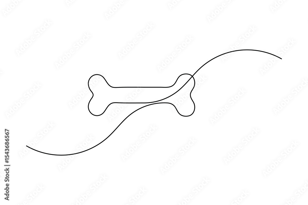 Obraz premium Dog Bone Icon Single Line Minimalist Art Vector Illustration
