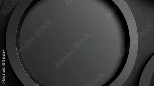 Abstract Black Circular Shapes Moving Slowly Creating Modern Artistic Composition