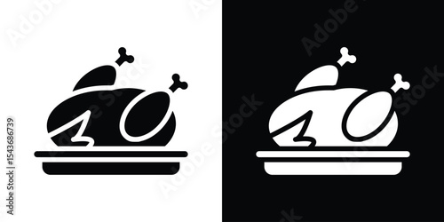 Roasted chicken turkey icon collection. line stroke icon. EPS 10