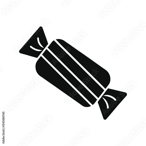 Wrapped Candy Silhouette Isolated on White Background