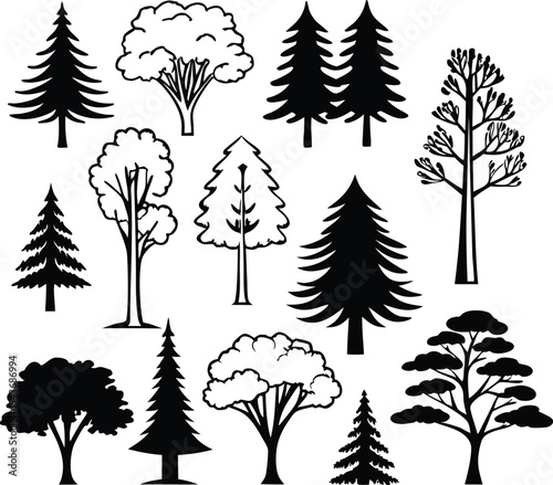 Collection of Tree Silhouettes for Landscape Design