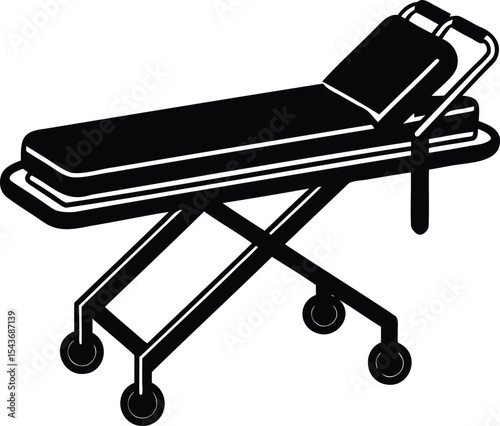 Sleek and modern vector illustration of a black hospital bed stretcher