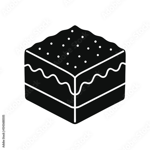 Black and White Cake Slice Icon