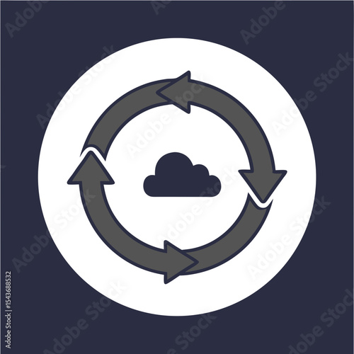 Data syncing icon with cloud and arrows