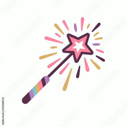 Magical Pink Star Wand Vector Illustration Design Pretty Pastel Colors Festive Sparkling Glitter Graphic Element Whimsical Cute Fairytale Enchantment Adorable  Fantasy  Graphic Design Resource fun art