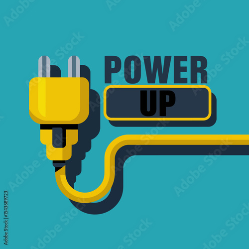 Yellow Electric Plug Power Up Energy Cable Cord Connection Power Supply Electricity Graphic Design Illustration Modern Minimalist Style Technology Background Digital Art Vector Image data bold icon   